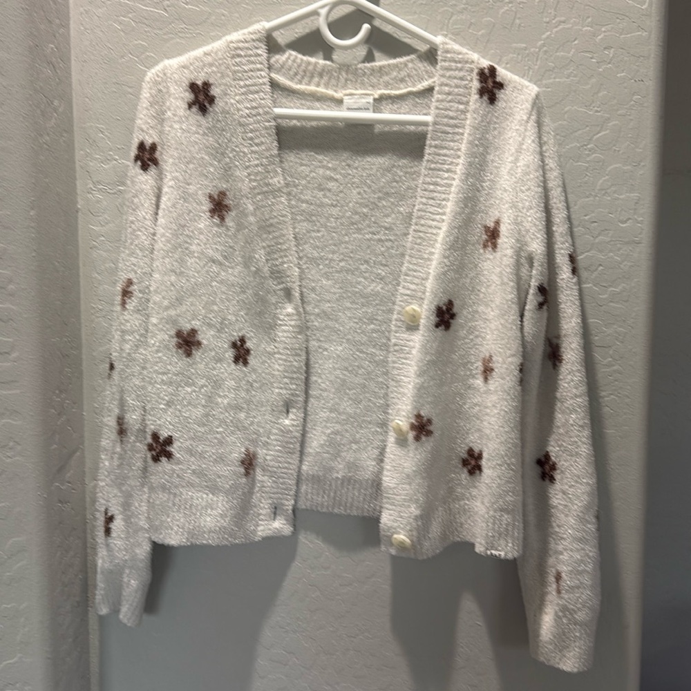 Abercrombie kids brown floral cardigan